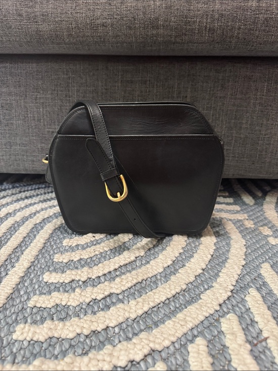 Vintage Handbags - Vintage WAKO Genuine Leather Black Crossbody Bag 80s 90s